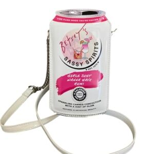Betsey Johnson Limited Edition XO Spritz Girls Just Want To Have Fun Multi Colored Sparkling Can Of Spritzer With A Hint Of Glam Faux Leather Cocktail Can Crossbody Handbag